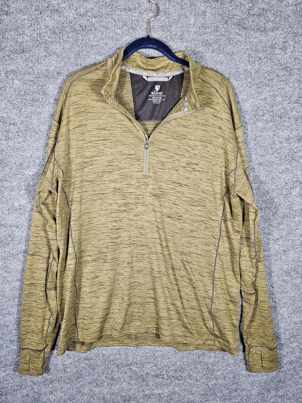 Kuhl Men's Heathered Olive Quarter-Zip Pullover Size XXL